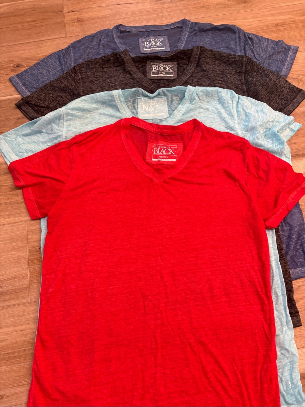 Buckle Men's Short Sleeve Burnout Tees - Red, Light Blue, Charcoal, Navy